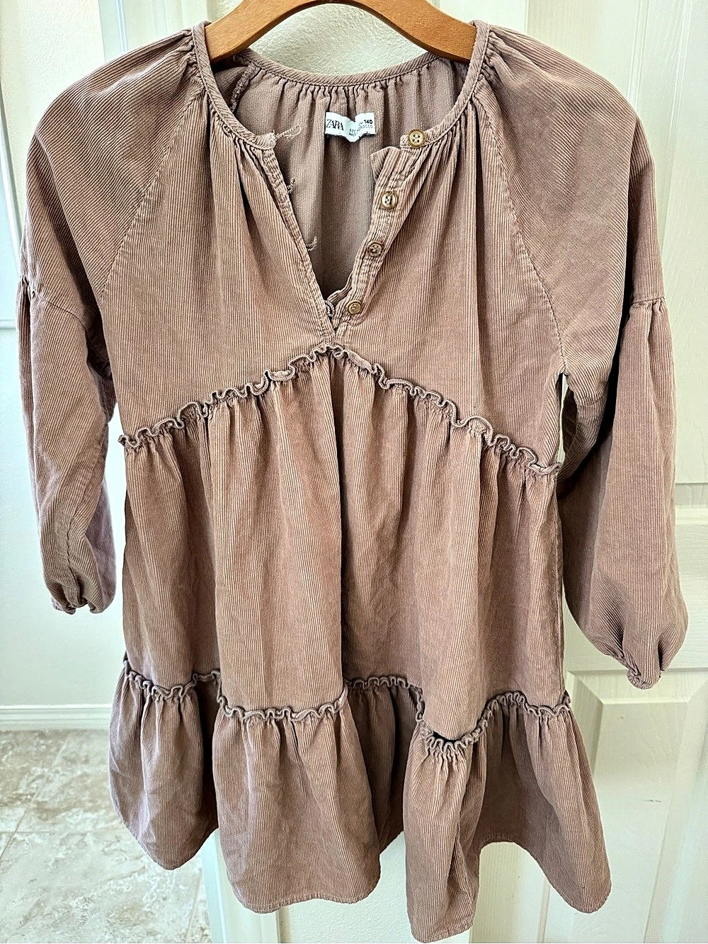 Zara Girls Corduroy Tiered Dress Size 10
